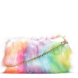 Nasty Gal Rainbow Strange Magic Faux Fur Bag